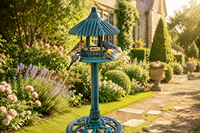 Mangeoire à oiseaux antique en plastique vert, station d'alimentation sur piédestal, ornement pour oiseaux sauvages, résistante aux intempéries, solaire, écologique, décoration de jardin