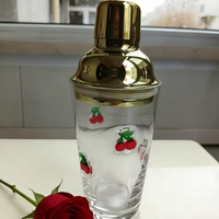 Nouveau design, couvercle argenté, verre à vin style américain/mexicain avec effet confettis ambrés et points ambrés, shaker à cocktail pour bar