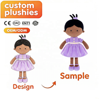 Poupée en peluche personnalisée pour fille, douce, avec différentes textures de peau, poupée en tissu rembourrée avec robe, vente en gros, OEM, ODM, fabricant sur mesure, cadeaux d'anniversaire pour enfants
