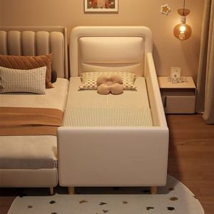 LE Solid Wood Spliced Bed Widened <b>Bedside</b> Small Bed with Guardrail Customized Spliced Large Bed - Product Image 1