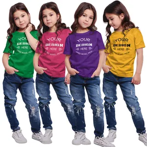 Custom Logo T-shirt Boy 100% Premium Cotton T-shirts Plain Tshirts Blank Baby Girl Kids Short Sleeve t shirt Boy Kids Tee