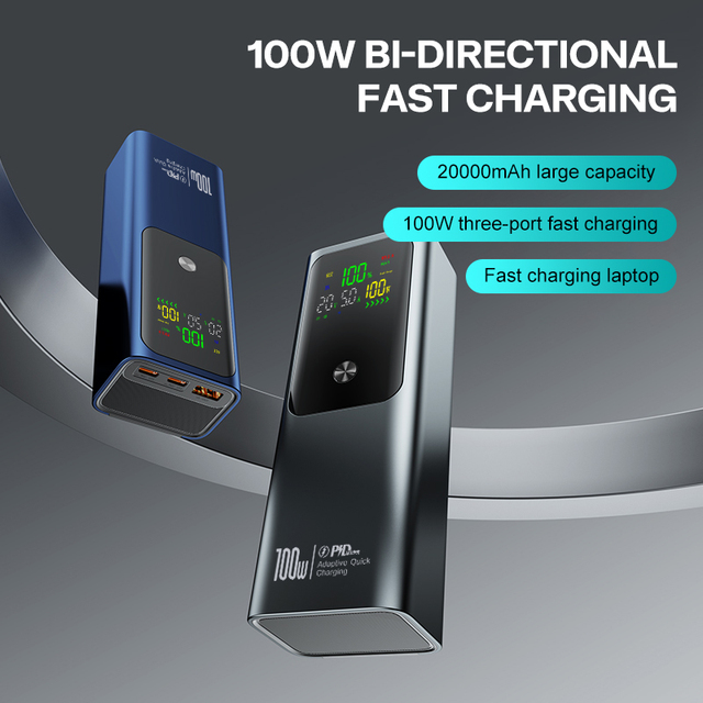 Wholesale High-quality Laptop Powerbanks Fast Charging PD 100w Portable Chargers Batteries 20000mah Mobile Power Banks Gifts