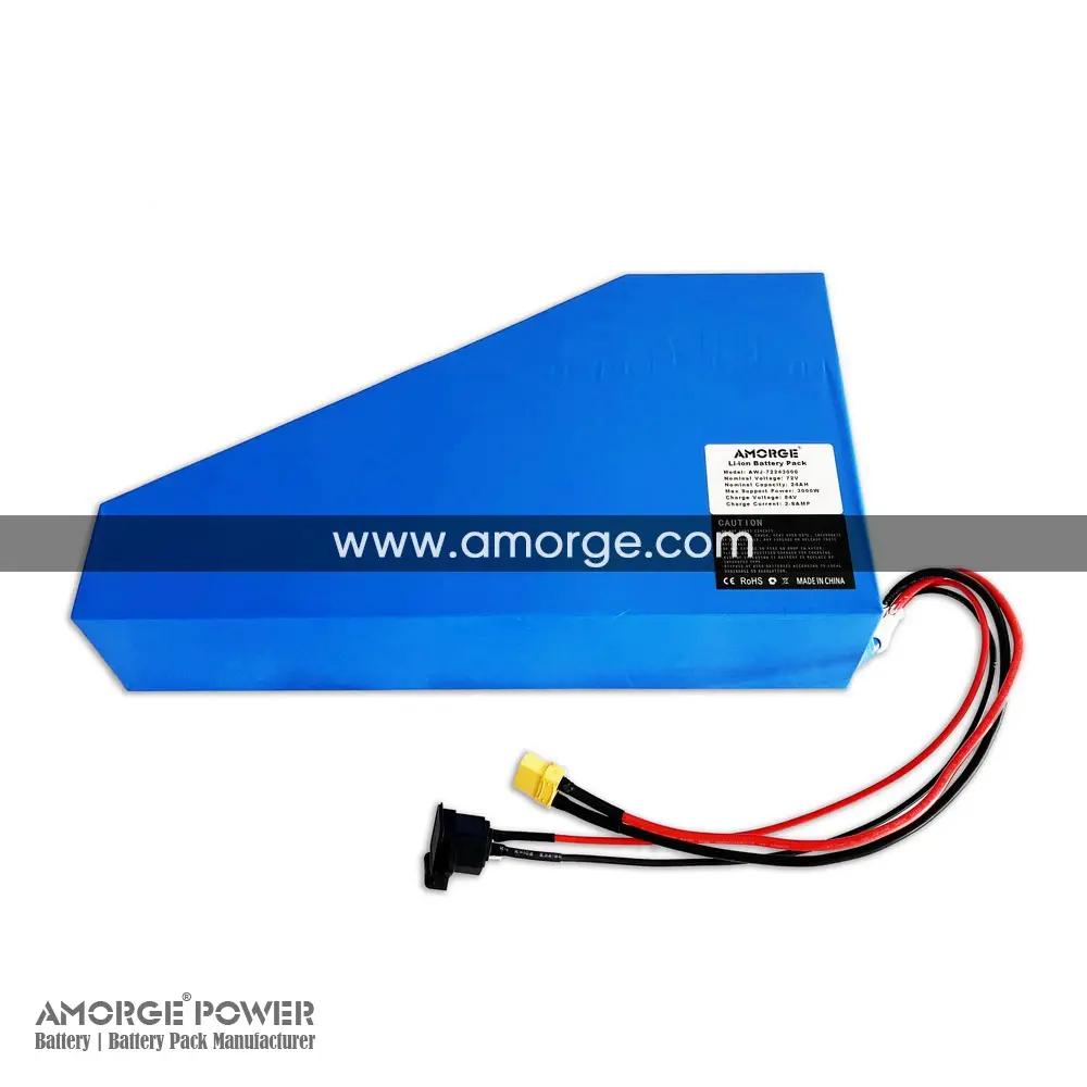 Amorge Lithium Ion Triangular battery 72v 24ah 60AMP pack for electric bicycle