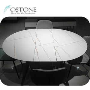 <span class=keywords><strong>Set</strong></span> tavolo da pranzo estensibile in pietra sinterizzata bianca salvaspazio per mobili da cucina - Product Image 2