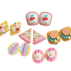 Jouet alimentaire de simulation en résine, accessoires de bijoux, colle DIY, pinces à cheveux faites main, matériaux artisanaux, pain, <span class=keywords><strong>jambon</strong></span>, pizza - Product Image 1