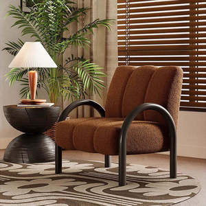 Modern Single Living Room <b>Armchair</b> Casual Lazy Leisure Chair Apartment Bedroom Hotel <b>Dining</b> Fabric Cover Tufted Design - Product Image 3