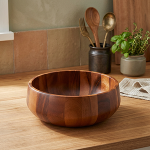 BS International NA211 Classic Eco-Friendly Stocked Camping Serving Bowls OEM ODM Customized Countertop 100% Natural Wood Bowl - Product Image 1