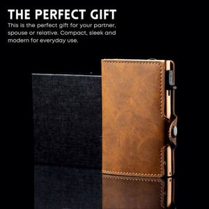 Xd892 Men Pu Leather <b>Wallet</b> Designer Pop-Up <b>Metal</b> Aluminum Credit Card Holder Rfid Shielding Safe Portefeuille Homme Cuir - Product Image 6