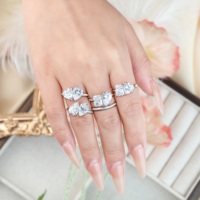 Bague personnalisée Toi et Moi en moissanite, argent sterling 925, bijoux en diamant de laboratoire avec double pierre taille princesse et taille poire