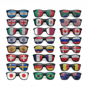 Hot Selling Custom Logo Fashion Plastic UV Protected White Frame Sunglasses Country Flag Sunglasses for Soccer Fans Cheering