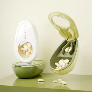 Creative Medicine Pill Splitter Avocado Shape 2 in 1 <b>Mini</b> Medicine <b>Box</b> Portable Durable Pill Container Organizer Drug Separation - Product Image 5