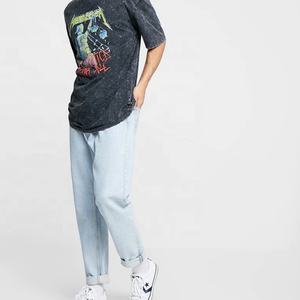 T-shirts graphiques imprimés vintage noirs sur mesure en gros, t-shirts délavés à l'acide, t-shirts pour hommes, col rond surdimensionné - Product Image 4