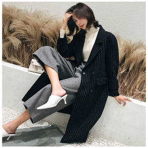 Custom Striped Heavyweight Luxury <strong>Cashmere</strong> Polyester Worsted <strong>Wool</strong> Blend Winter Coat Jersey <strong>Fabric</strong> for Men Women Suit - Product Image 5