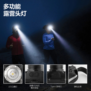 Lampe frontale LED rechargeable 69 mm à intensité variable pour la pêche et les activités de plein air - Product Image 5