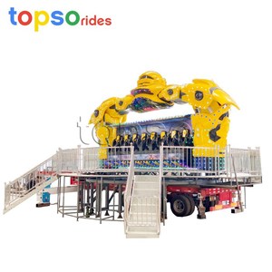 Manèges d'aventure robotisés jaunes pour aire de jeux extérieure, manèges mobiles FR-Space Travel Rides, 16 personnes, fibre de verre et acier - Product Image 6