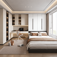Meuble mural intégré sur mesure pour chambre à coucher : lit, armoire, bureau informatique, bibliothèque, meuble de rangement – Design moderne et minimaliste, réglable