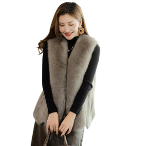 Модный женский уютный длинный жилет с воротником <span class=keywords><strong>из</strong></span> лисьего меха, жилет <span class=keywords><strong>из</strong></span> искусственного меха <span class=keywords><strong>норки</strong></span> для женщин - Product Image 1