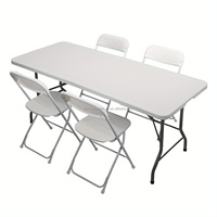 Table de bureau rectangulaire moderne avec pieds portables en plastique, mobilier d'extérieur pliable en aluminium pour usage extérieur