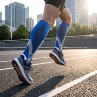 Chaussettes de compression sportives en nylon et élasthanne personnalisées pour la vente en gros, ajustement anatomique, équipement de récupération post-entraînement, bas techniques athlétiques