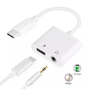 New arrival Good Quality And Cheap 2 In 1 Charger Audio Type-c Earphone Jack Music Adapter For Type-c Power Adapters For Mobile