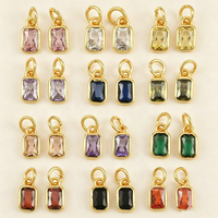 CH-LAP2174 Breloques carrées tendance en zircon coloré, plaqué or, breloques en CZ, mini composants en cuivre, vente en gros pour la fabrication de bijoux