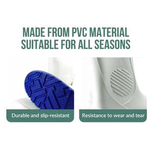 Bottes de travail confortables unisexes à hauteur du genou en PVC imperméables et antidérapantes avec bout en acier pour une protection industrielle quotidienne - Product Image 5