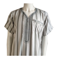 Thobe Brodé de Haute Qualité Style Marocain à Manches Courtes – Thobe Islamique, Abaya