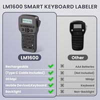 Étiqueteuse LM1600 avec ruban, machine à étiquettes Bluetooth avec ruban, modèles de symboles et d'icônes multiples, écran rétroéclairé