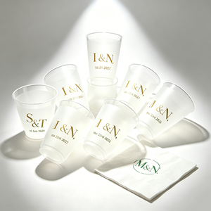Gobelets de bar givrés personnalisés avec logo pour mariage, jetables en PP, 12oz 16oz, pour cocktails, avec monogramme et initiales personnalisés - Product Image 1