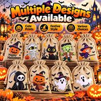 Sac à bonbons en toile de jute XINBAO pour Halloween, impression de logo personnalisée, écologique, réutilisable, pochette pour friandises pour les fêtes d'enfants, cadeau