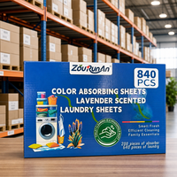 ZouRunAn Offre Spéciale Feuilles de Lessive en Papier à la Lavande 840 Pièces Nettoyage Rapide Marque Privée OEM ODM Usine