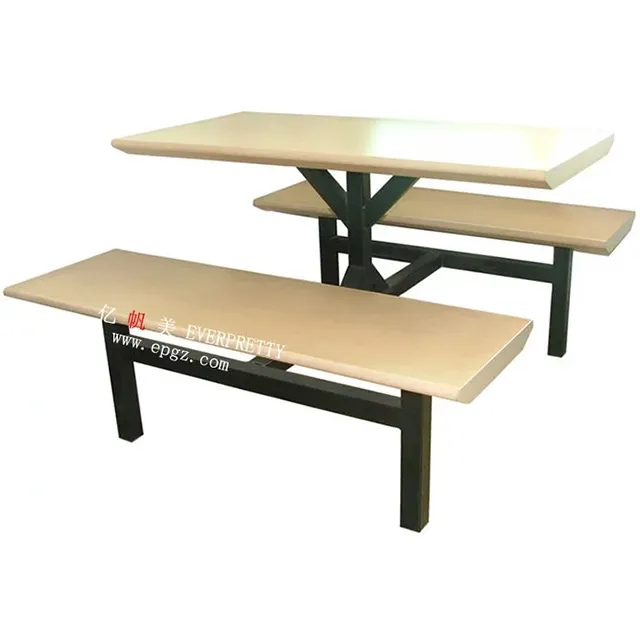 Wooden Canteen Table with Benches for Cafeterias Models Design