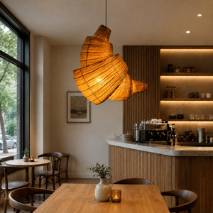 Lampe suspendue créative en tissu en forme de <span class=keywords><strong>croissant</strong></span> Wabi Sabi faite à la main pour la décoration de plafond de boulangerie, café, restaurant - Product Image 2