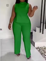 Tenue décontractée grande taille : Ensemble haut sans manches et pantalon assorti