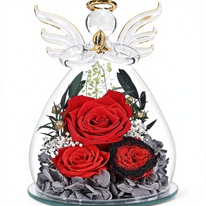 Gifts for Women Preserved Rose Forever Flower in Glass Angel Figurines Fresh Flowers for Valentine's Day Wedding Birthday Gifts - Product Image 1