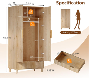 <span class=keywords><strong>Armario</strong></span> de Dormitorio Contemporáneo con 1 Cajón y 1 Estante Abierto, Diseño Ahorrador de Espacio, Independiente, Ecológico, con <span class=keywords><strong>Puertas</strong></span> Corredizas para Sala de Estar - Product Image 5