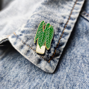 YINI Hersteller Großhandel Maßgefertigte 5-teilige Botanische Zimmerpflanzen Bedruckte Zinklegierung <span class=keywords><strong>Pins</strong></span> - Lebendige Detaillierte Blatt-<span class=keywords><strong>Pins</strong></span> - Product Image 2