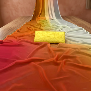 El último diseñador tradicional de Bollywood étnico Georgette Saree moda india Impresión digital Exclusivo desgaste de fiesta de lujo para adultos - Product Image 2