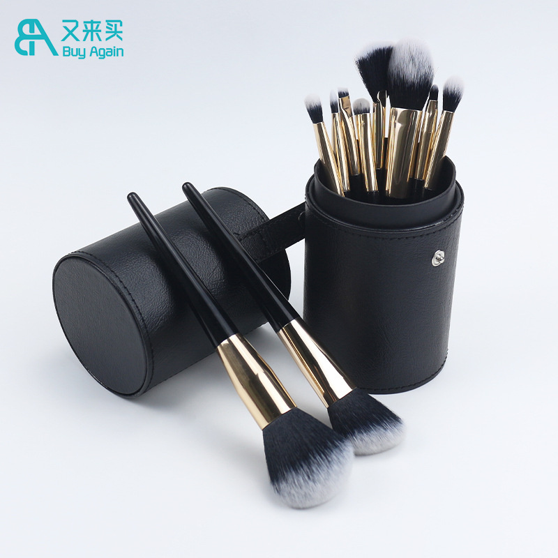 Wholesale custom logo high quality 10 piece 10pcs makeup gift sets soft fluffy black travel make up makeup brushes set