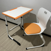 Ensemble de bureaux et chaises d'école modernes en bois avec coussin pour salle de classe et chambre à coucher, qualité commerciale, hauteur réglable, garantie 1 an, Rieman