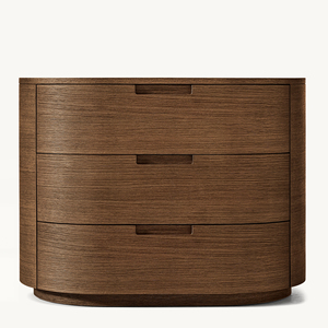 Nội THẤT PHÒNG NGỦ hiện đại sang trọng 3 ngăn kéo đường cong gỗ sồi tự nhiên Hoàng Gia đóng cửa đầu giường - Product Image 5