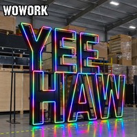 2026 WOWORK Grandes lettres et chiffres lumineux géants LED RGB de 4 et 5 pieds pour décorations de fête de fin d'année, événements et mariages