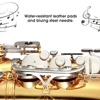 HUASHENG – Saxophone Alto Eb Be E, plat, Construction en laiton massif, couleurs dorées, Saxophone Alto avec sangles d'embout buccal