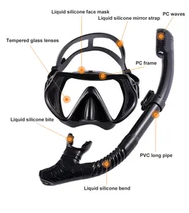 Custom Snorkel Mask Scuba Diving Equipment Professional Snorkeling Gear For Adults Silicone Diving Mask Snorkel Set