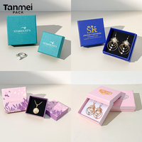 Boîte à Bijoux en Papier Luxe avec Couvercle et Fond, Logo Personnalisé, pour Emballage Cadeau de Bagues, Colliers, Boucles d'Oreilles et Bracelets