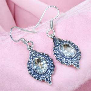 Bonito diseñador 925 plata esterlina piedra Natural mariposa compromiso cristal piedras preciosas pendientes a granel venta al por mayor joyería de plata - Product Image 1