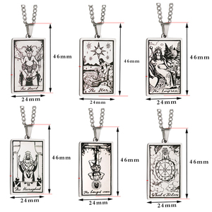 Venta al por mayor joyería espiritual oculta para mujeres chapado en oro de acero inoxidable Alta Sacerdotisa Tarot tarjeta encanto circón Color plata - Product Image 2