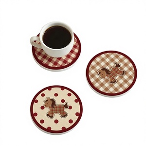 Posavasos de Tierra de Diatomeas con Diseño de Dibujos Animados del Año del Caballo, Alfombrilla Absorbente Antideslizante para Mesa, Barra, Mostrador, Resistente al Calor y Anti-Escaldaduras - Product Image 1