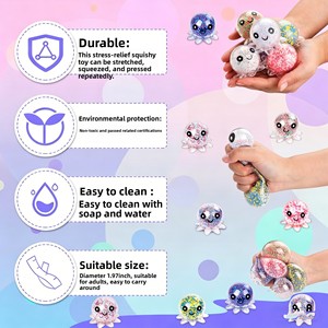 Hot TPR Material Cartoon Octopus Pinch Music Decompression Vent <b>Creative</b> Squishy Fidget Toy with Gravure Printing Children Adult - Product Image 4