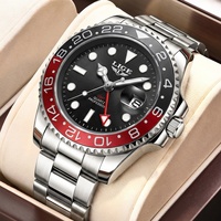 Montre de luxe LIGE LG89291 pour homme, 41 mm, robuste, en acier inoxydable, étanche, avec lunette rotative lumineuse et calendrier, montre-bracelet + boîte